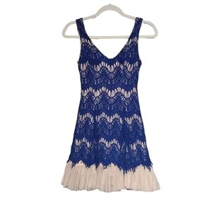 𝅺b DARLIN Blur & Cream Lace Overlay Dress with Tulle Sleeveless Sz: 5/6 Juniors